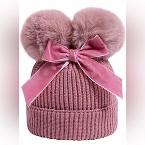 Kids Pom Pom Beanie With Bow